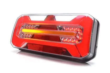 Lampa zespolona tylna prostokątna W184DD LED 12V/24V wodoodporna IP68 LED kierunek pływający neon prawa z przewodem 35563