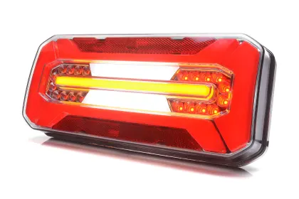 Lampa zespolona tylna prostokątna W185 LED 12V/24V wodoodporna IP68 LED kierunek pływający neon prawa - lewa uniwersalna z przewodem 35564