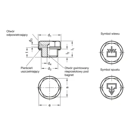 Korek hydrauliczny gwintowany metryczny zaślepiający (na klucz) M20x1,5 aluminiowy 35729