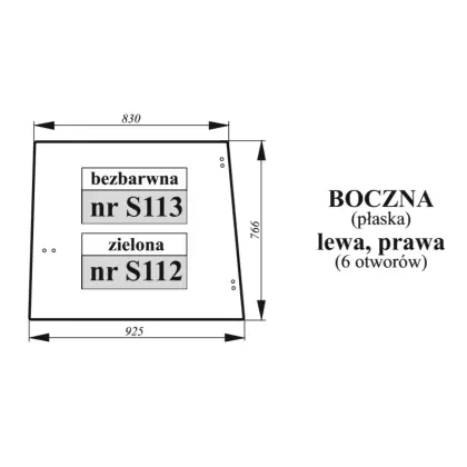 Szyba boczna lewa, prawa John Deere bezbarwna 35971