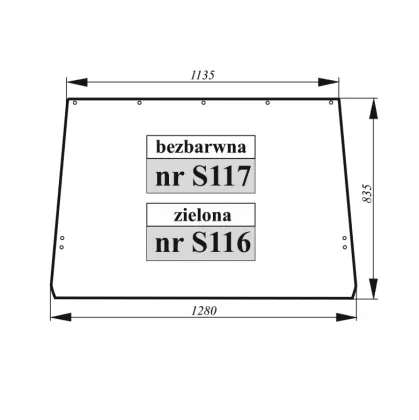 Szyba tylna John Deere bezbarwna bez klamki 35974