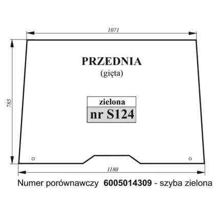 Szyba przednia gięta zielona do Renault 35977