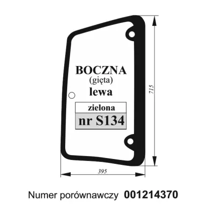Szyba boczna Deutz-Fahr Lamborgini Same lewa zielona gięta 35987