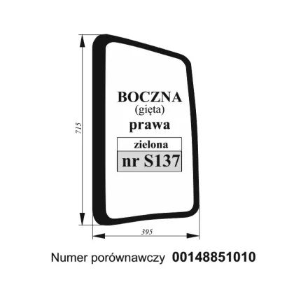 Szyba boczna Deutz-Fahr do Lamborgini Same prawa gięta zielona 35990