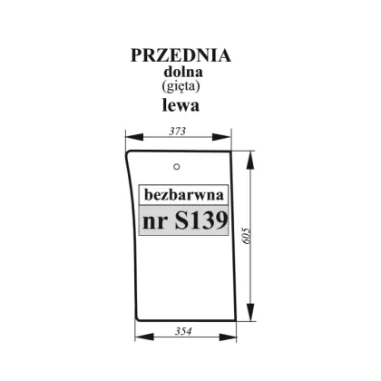 Szyba przednia dolna lewa gięta do Fiat 35992
