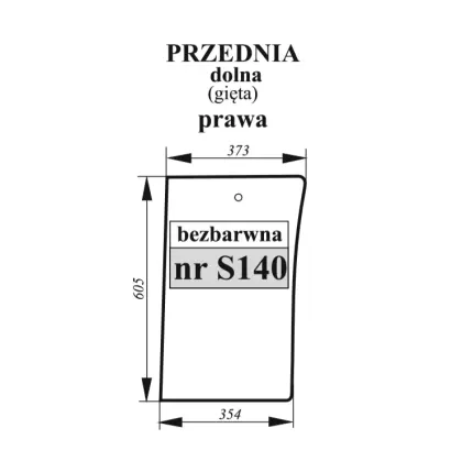 Szyba przednia dolna prawa Fiat gięta bezbarwna 35993