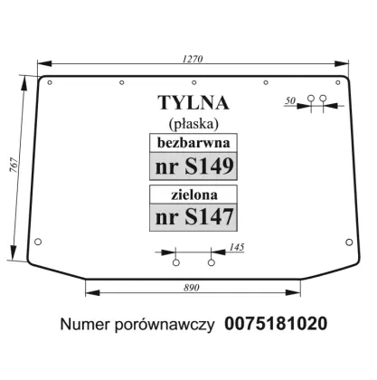 Szyba tylna Lamborghini, Same zielona 35998