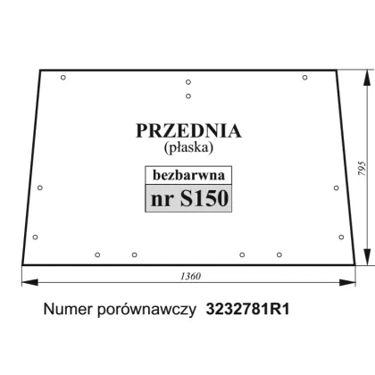 Szyba przednia Case płaska bezbarwna 36000