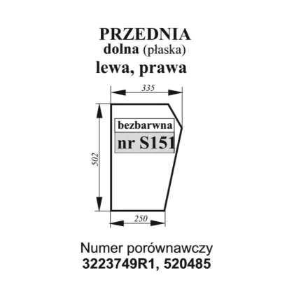 Szyba przednia dolna Case bezbarwna 36001