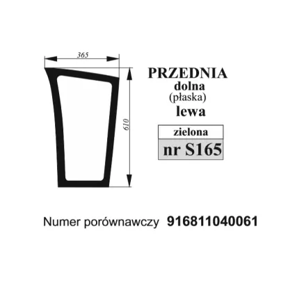 Szyba przednia dolna lewa zielona do Fendt Farmer 200,300 36013