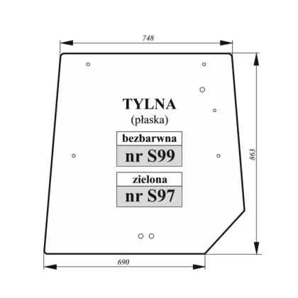 Szyba tylna MF zielona 36038