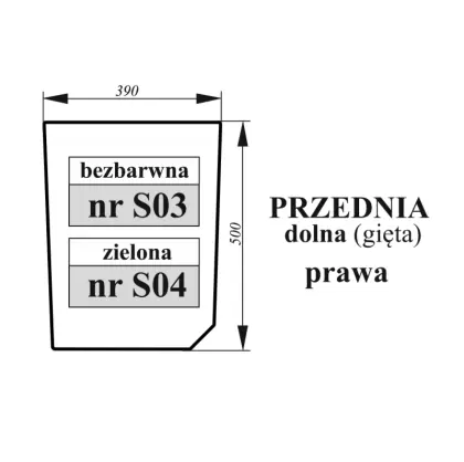 Szyba przednia dolna prawa do Zetor Proxima gięta bezbarwna 36044