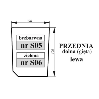 Szyba przednia dolna lewa Zetor Proxima bezbarwna 36045