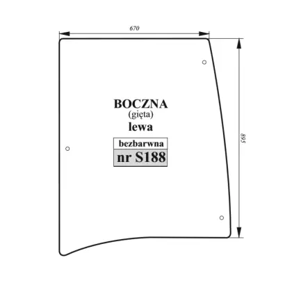 Szyba boczna lewa MTZ Belarus gięta bezbarwna 36054