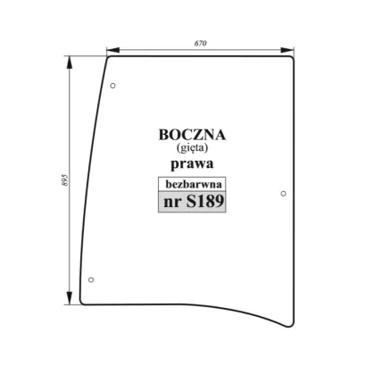 Szyba boczna prawa MTZ Belarus gięta bezbarwna 36055