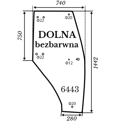 Szyba drzwi Kubota L3200 bezbarwna 38811