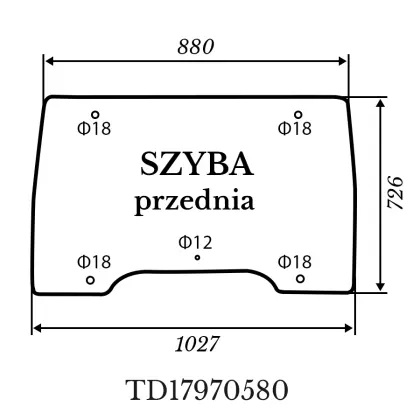 Szyba przednia Kubota L5040 zielona 1027*726mm 38841