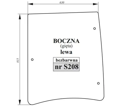 Szyba boczna lewa Farmer gięta bezbarwna 38948