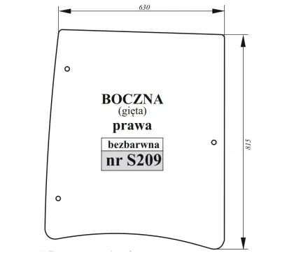 Szyba boczna prawa FARMER gięta bezbarwna 38949
