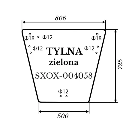 Szyba tylna Kubota L4100 zielona 806*725 39131