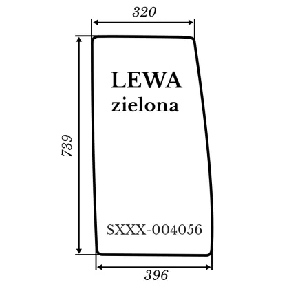 Szyba lewa zielona do Kubota L4100 396*739 39135