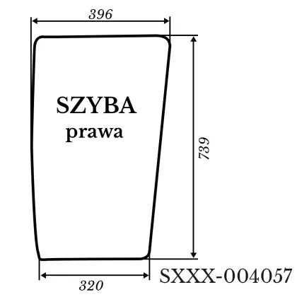 Szyba prawa do Kubota L4100 zielona 396*739 39136