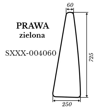 Szyba prawa do Kubota L4100 zielona 250*725 mm 39137