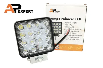 HALOGEN KWADRATOWY LED LAMPA ROBOCZA 48W 16 LED FLOOD ŚWIATŁO ROZPROSZONE