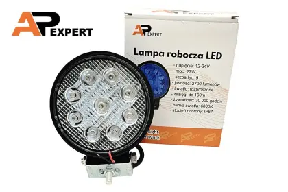HALOGEN OKRĄGŁY LED NIEBIESKI BLUE LAMPA ROBOCZA 27W FLOOD/ ŚWIATŁO ROZPROSZONE