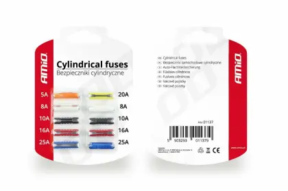 Komplet bezpieczników cylindrycznych topikowych 5-25A 02215 BZP03201137