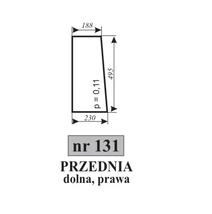 Szyba przednia dolna prawa do C-360 kabina czeska 11818