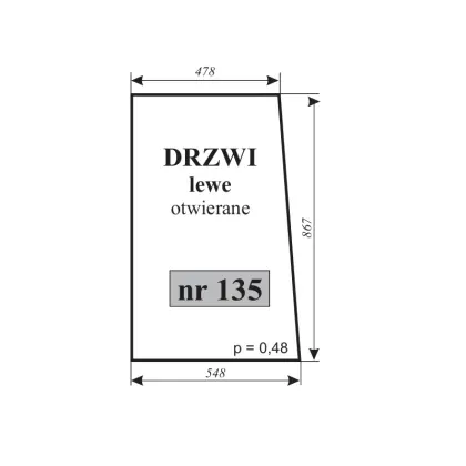 Szyba drzwi lewe otwierane do T-25 kabina polska 11822