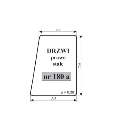 Szyba drzwi prawa do Ursus C-330 kabina 11871