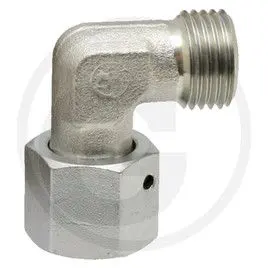 Kolanko hydr 90 stopni M22x1,5 z nakrętką KMLBA9022X1,5