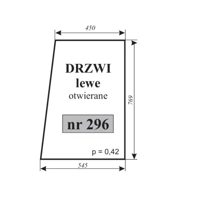 Szyba drzwi lewe otwierane do Ursus C-330 11959