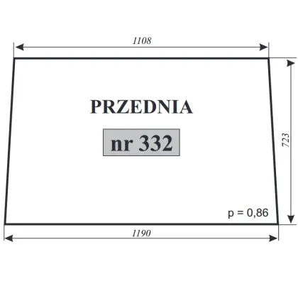 Szyba przednia do Ursus C-330 kabina 11993