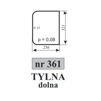 Szyba tylna dolna do ciągnika Zetor 7211 12016