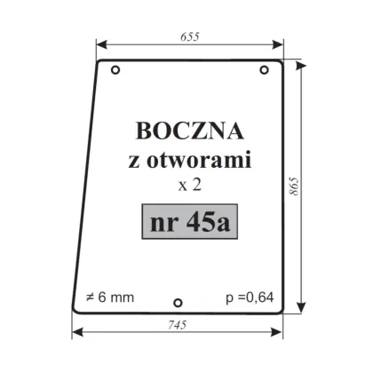 Szyba boczna MTZ-82 z otworami 12058