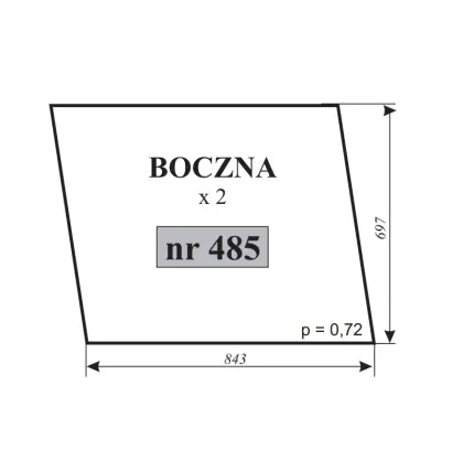 Szyba boczna do Ursus 3512 kabina Kunów 12065