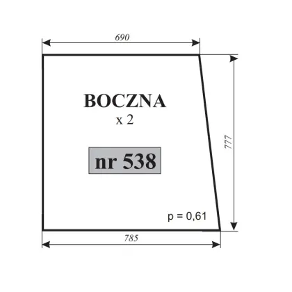 Szyba boczna do Zetor 12098