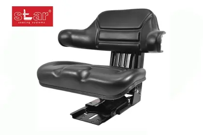 Siedzenie uniwersalne PVC dzielone z podłokietnikami fotel do ciągnika amortyzowane C330 C360 Zetor MTZ T25 ECO 110 PVC BLACK