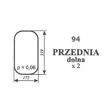 Szyba przednia dolna do C-330 kabina Chojnów 12258