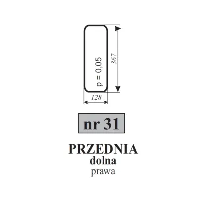 Szyba przednia dolna prawa do Ursus C-360 kabina 13374