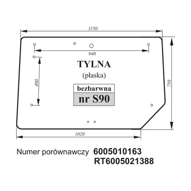 Szyba tylna zielona do John Deere 27463