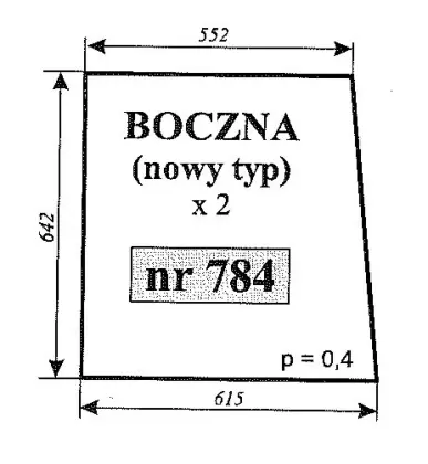 Szyba boczna do C-330 TUR Naglak Kożmin 31974