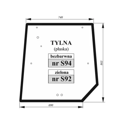 Szyba tylna MF zielona 36034