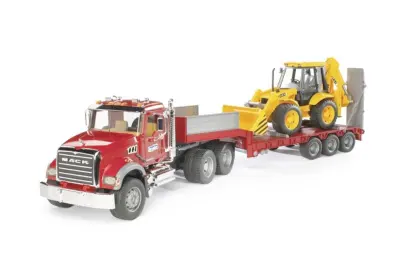 BR SAMOCHÓD CIĘŻAROWY MACK Z NACZEPĄ I KOPARKO-ŁADOWARKĄ JCB 4CX