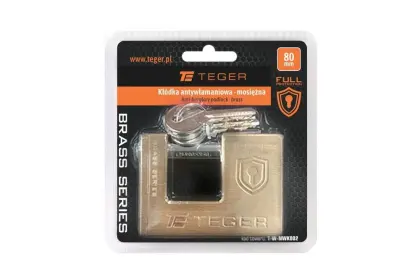 Kłódka mosiężna antywłamaniowa 80mm Teger 3 klucze T-W-NWK002
