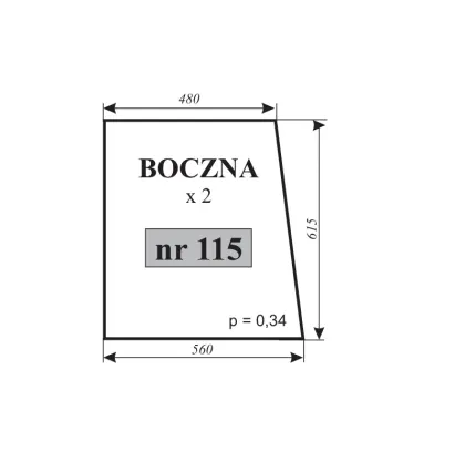 Szyba boczna do MF-255 kabina 11801