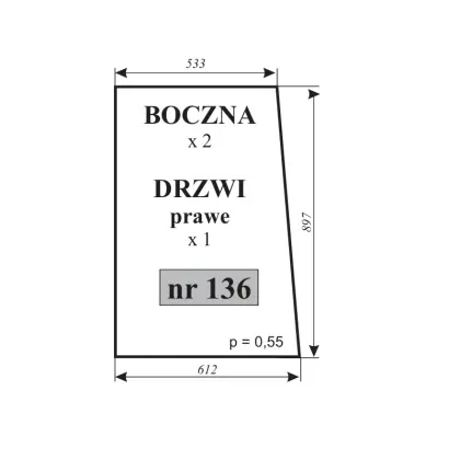 Szyba boczna i drzwi prawe do T-25 11823